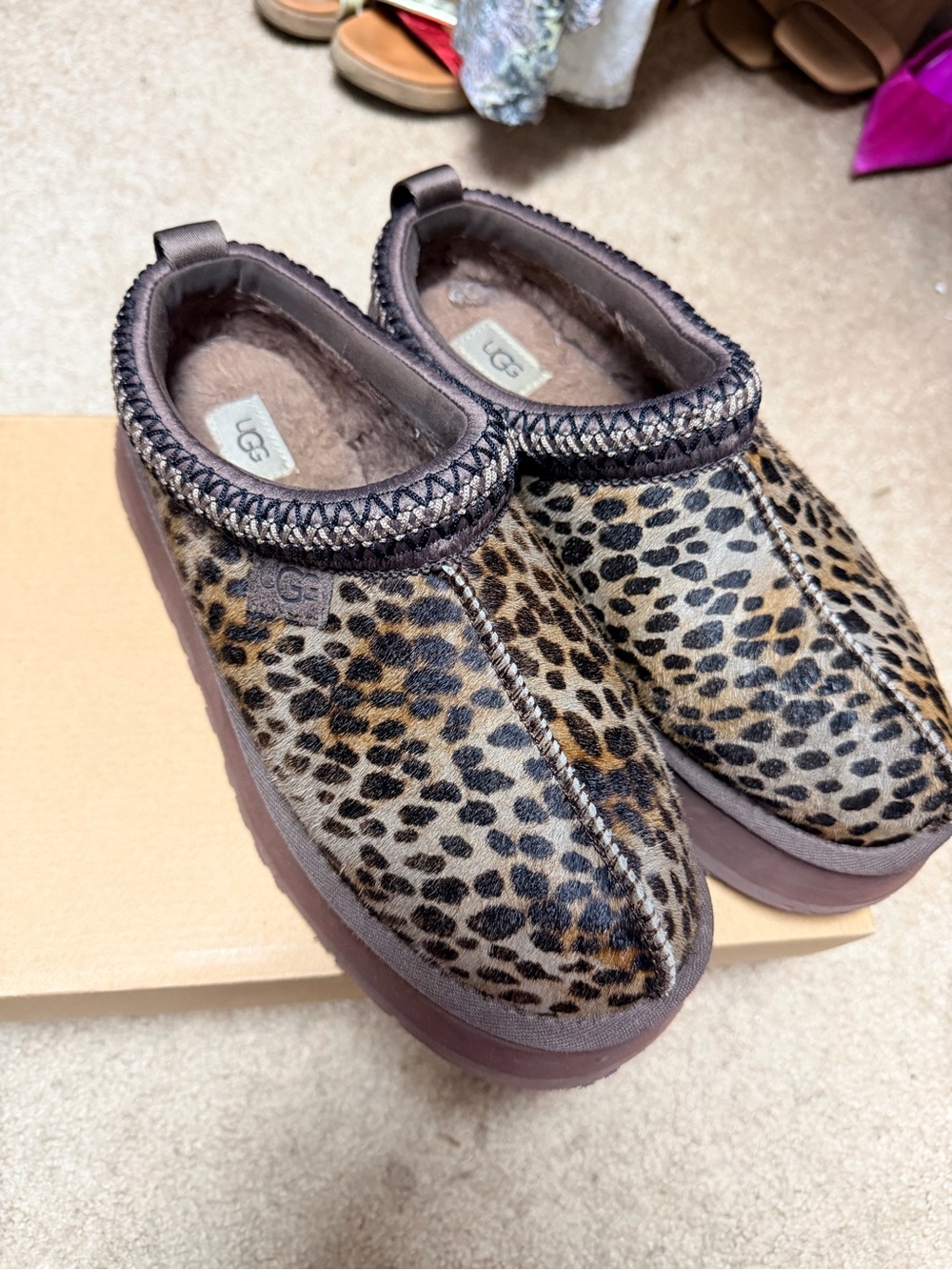 UGG Leopard-Print Slip-On Clog in Brown and Black